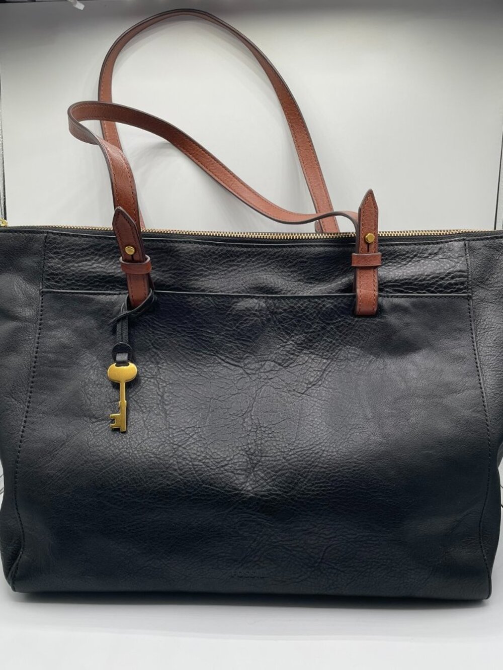 Fossil Rachel Tote BlackPebbled Leather Classic Minimalist Timeless Everyday Bag